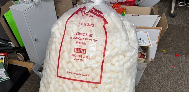 Biodegradable packing peanuts at Allied Express, LaPlace, LA